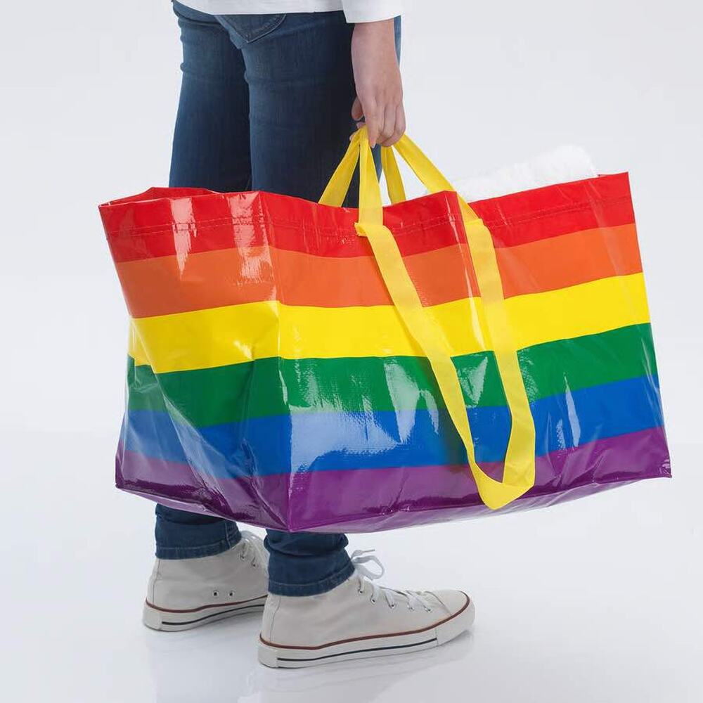 Set of 2 IKEA Storstomma Large Tote Bag Rainbow Reusable Storage Pride LGBTQ NWT - Picture 5 of 13